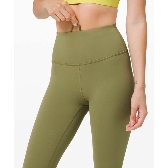 Lululemon Wunder Train High-Rise Crop 21" Bronze Green Size 6 Activewear - Picture 4 of 11